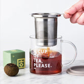 BUYDEEM Teapot Tea Cup With Drain Basket Separation Filter High Borosilicate Glass 350ml CD1001